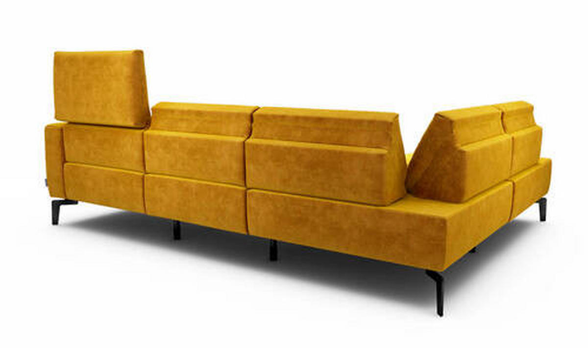 ECKSOFA Cosy Gelb Samt  - Gelb/Schwarz, Design, Textil/Metall (193/256cm) - SENSOO
