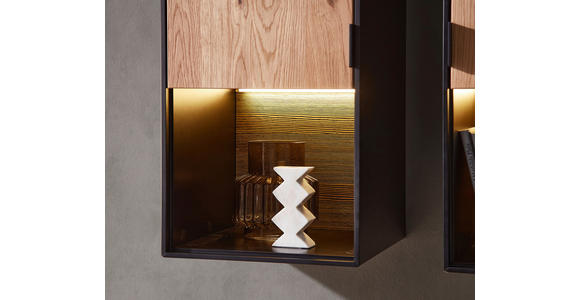 HÄNGEVITRINE in Schwarz, Eichefarben - Eichefarben/Schwarz, Design, Holz/Holzwerkstoff (40/120/32cm) - Novel