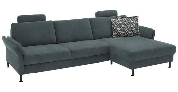 ECKSOFA  in Chenille, Flachgewebe Blau  316/175 cm  - Blau/Schwarz, Design, Textil/Metall (316/175cm) - Dieter Knoll