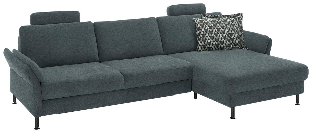 ECKSOFA  in Chenille, Flachgewebe Blau  316/175 cm  - Blau/Schwarz, Design, Textil/Metall (316/175cm) - Dieter Knoll