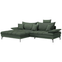 ECKSOFA PRATO Grün Webstoff  - Schwarz/Grün, MODERN, Textil/Metall (176/292cm) - MID.YOU