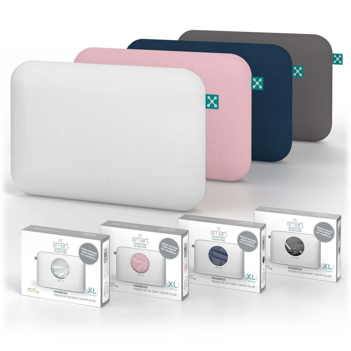 NACKENKISSENBEZUG COMFORT  - Grau, Basics, Textil (60/40cm) - Smartsleep