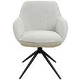 ARMLEHNSTUHL  in Eisen Leinenoptik  - Beige/Schwarz, Design, Textil/Metall (61/82/65cm) - Novel
