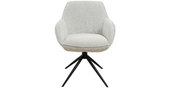 ARMLEHNSTUHL in Eisen Leinenoptik - Beige/Schwarz, Design, Textil/Metall (61/82/65cm) - Novel