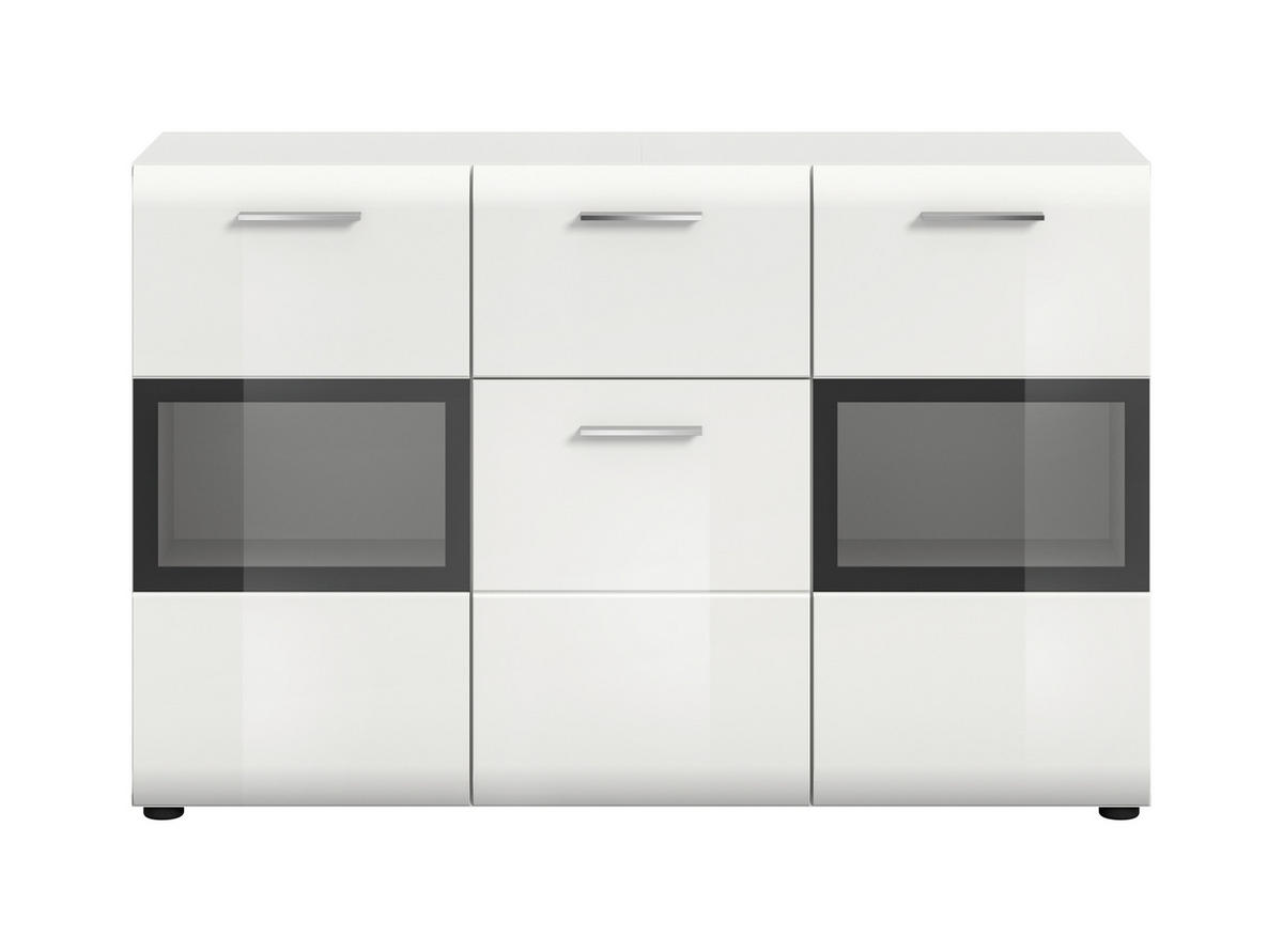 SIDEBOARD  125/81/37 cm 1 Schublade(n)  - Weiß Hochglanz/Silberfarben, Design, Holzwerkstoff/Kunststoff (125/81/37cm) - Livetastic