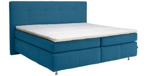 BOXSPRINGBETT 200/200 cm  in Blau  - Blau/Alufarben, KONVENTIONELL, Textil/Metall (200/200cm) - Dieter Knoll