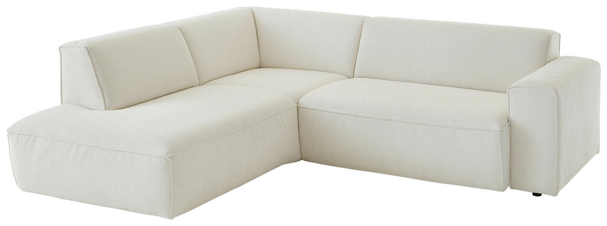 ECKSOFA in Flachgewebe Weiß  227/254 cm  - Schwarz/Weiß, KONVENTIONELL, Kunststoff/Textil (227/254cm) - Carryhome