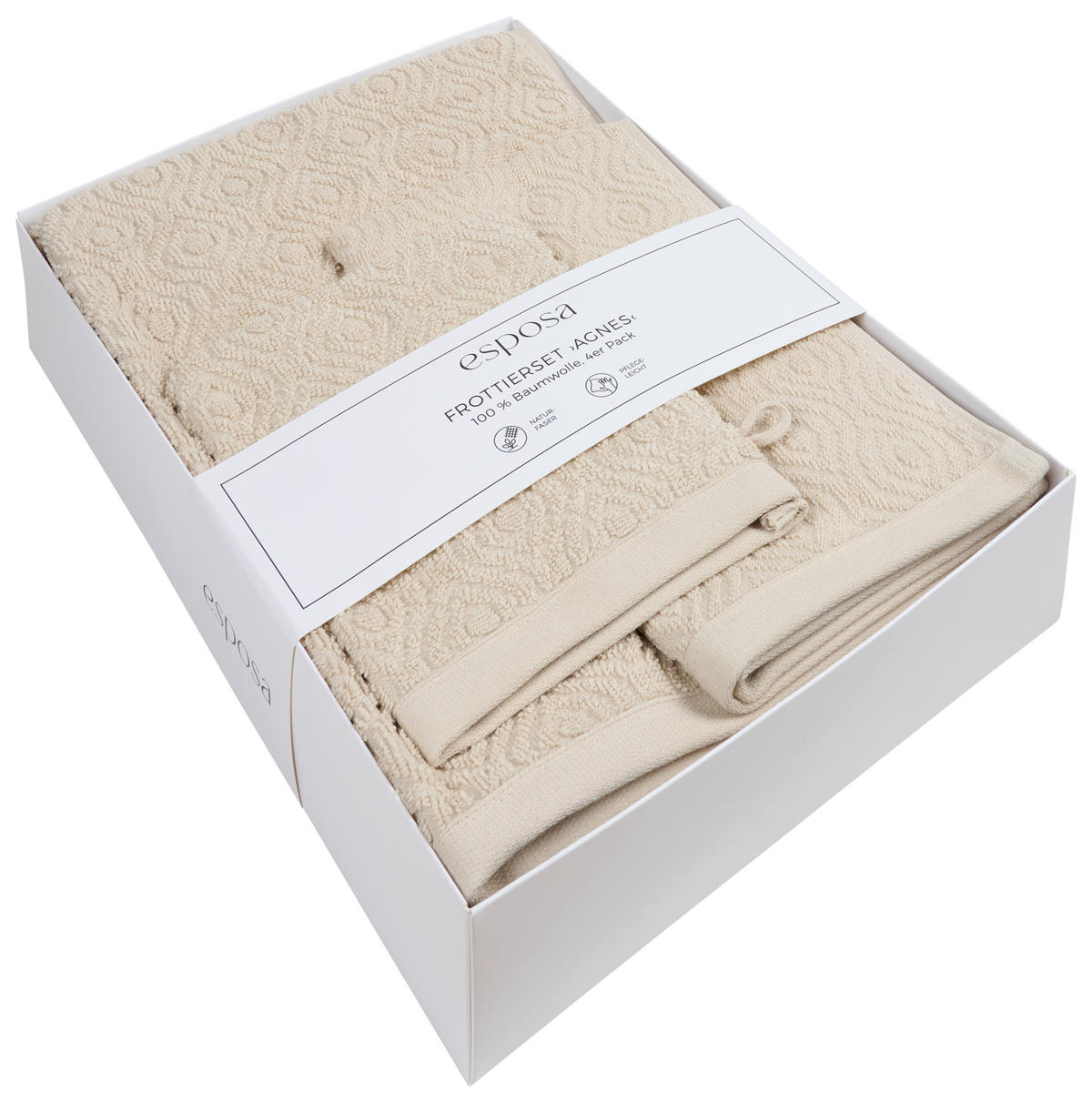 FROTTIERSET Santo Taupe 4-teilig  - Taupe, KONVENTIONELL, Textil - Esposa