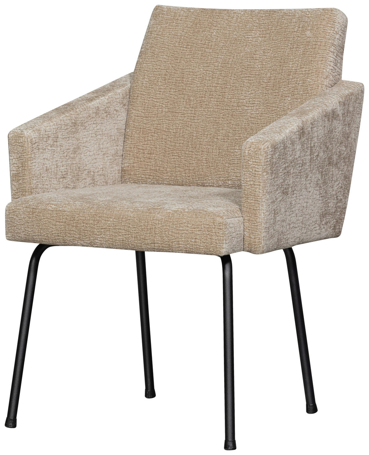 ARMLEHNSTUHL-SET 2 Stück  in Eisen Chenille  - Sandfarben/Schwarz, MODERN, Textil/Metall (61/82/65cm) - Livetastic