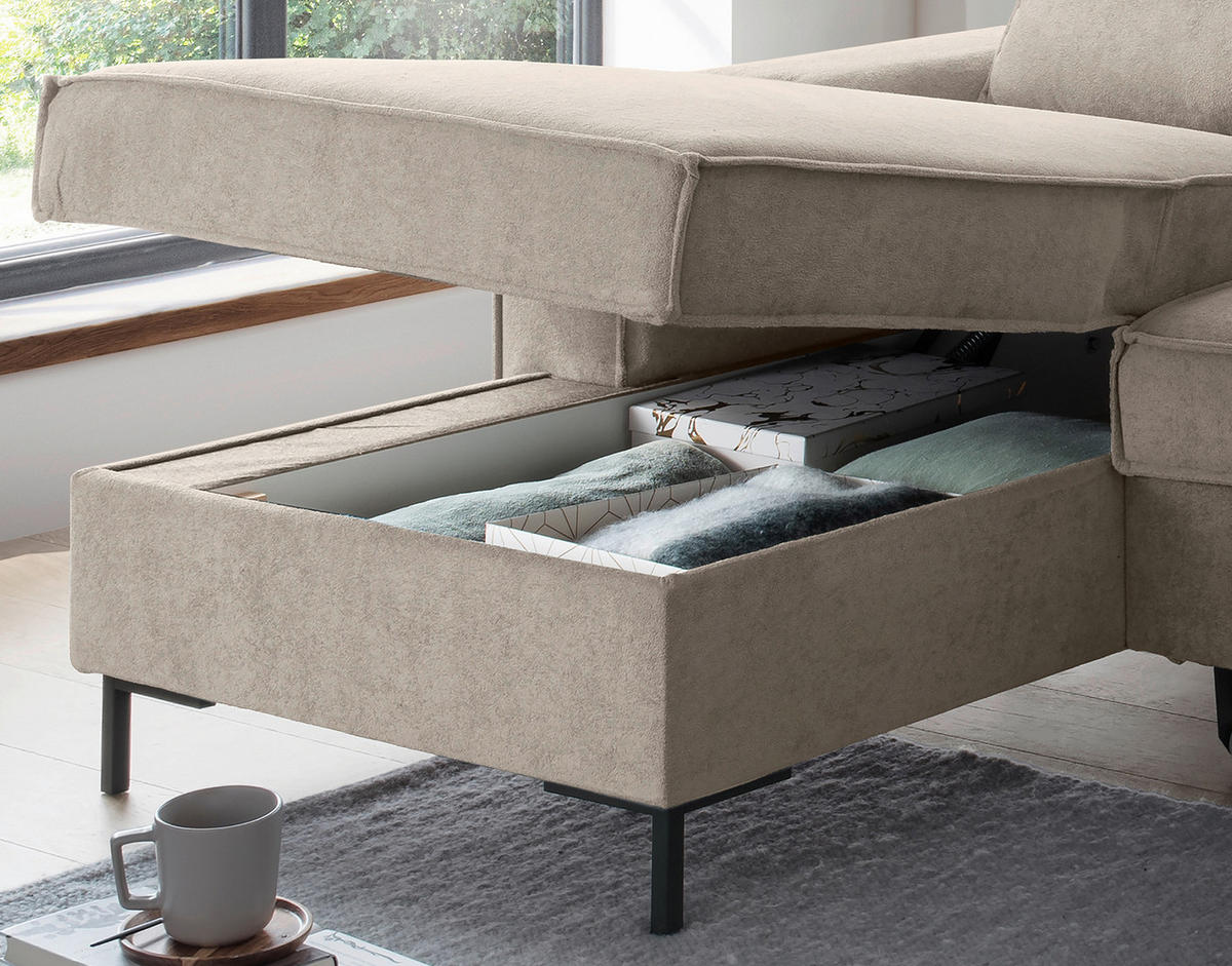 KUTNA GARNITURA tekstil  taupe   - crna/taupe, Moderno, tekstil/metal (150/240cm) - Livetastic