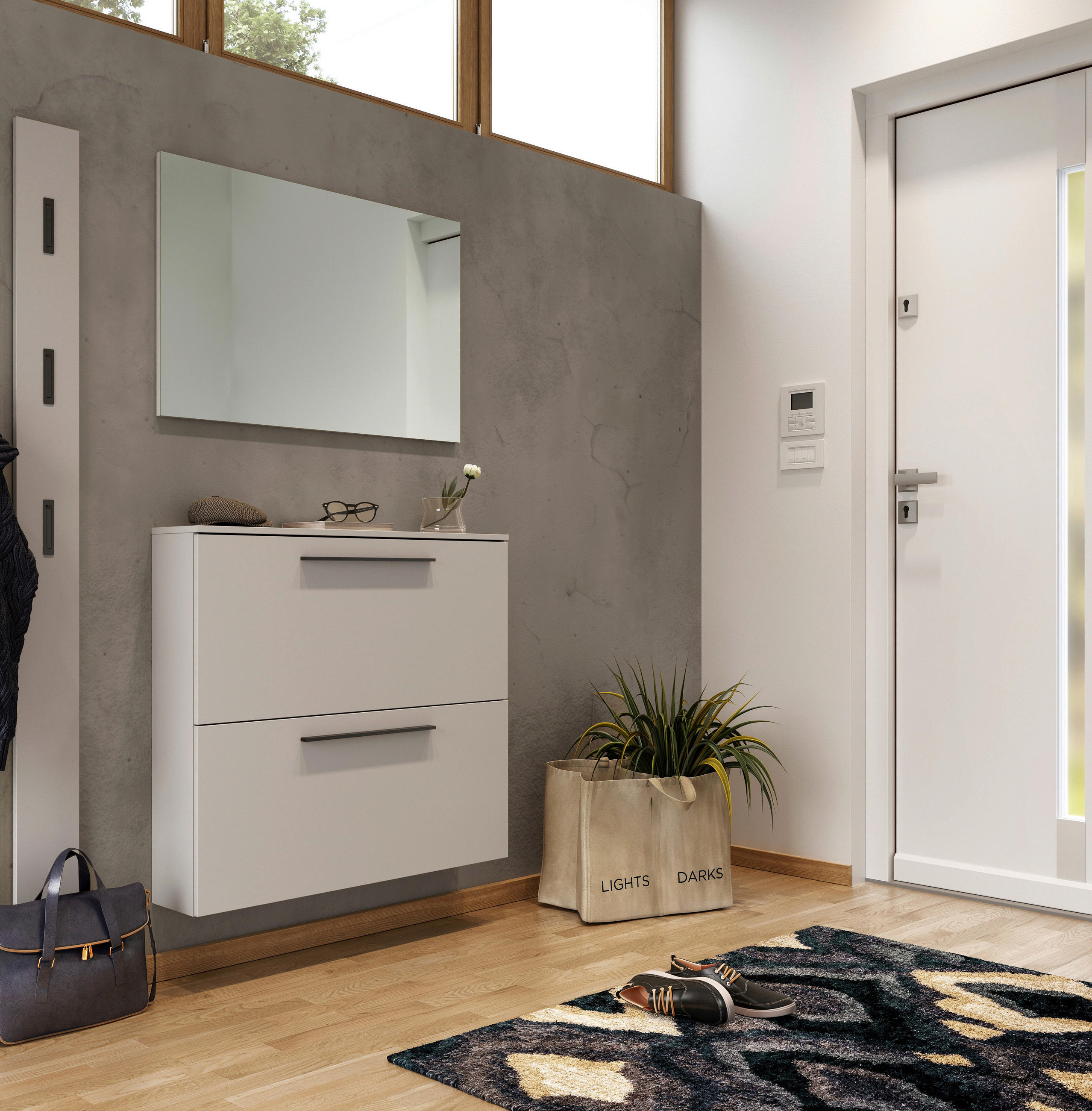GARDEROBE 3-teilig  in 130/200/19 cm  - Kaschmir, Basics, Glas/Holzwerkstoff (130/200/19cm)