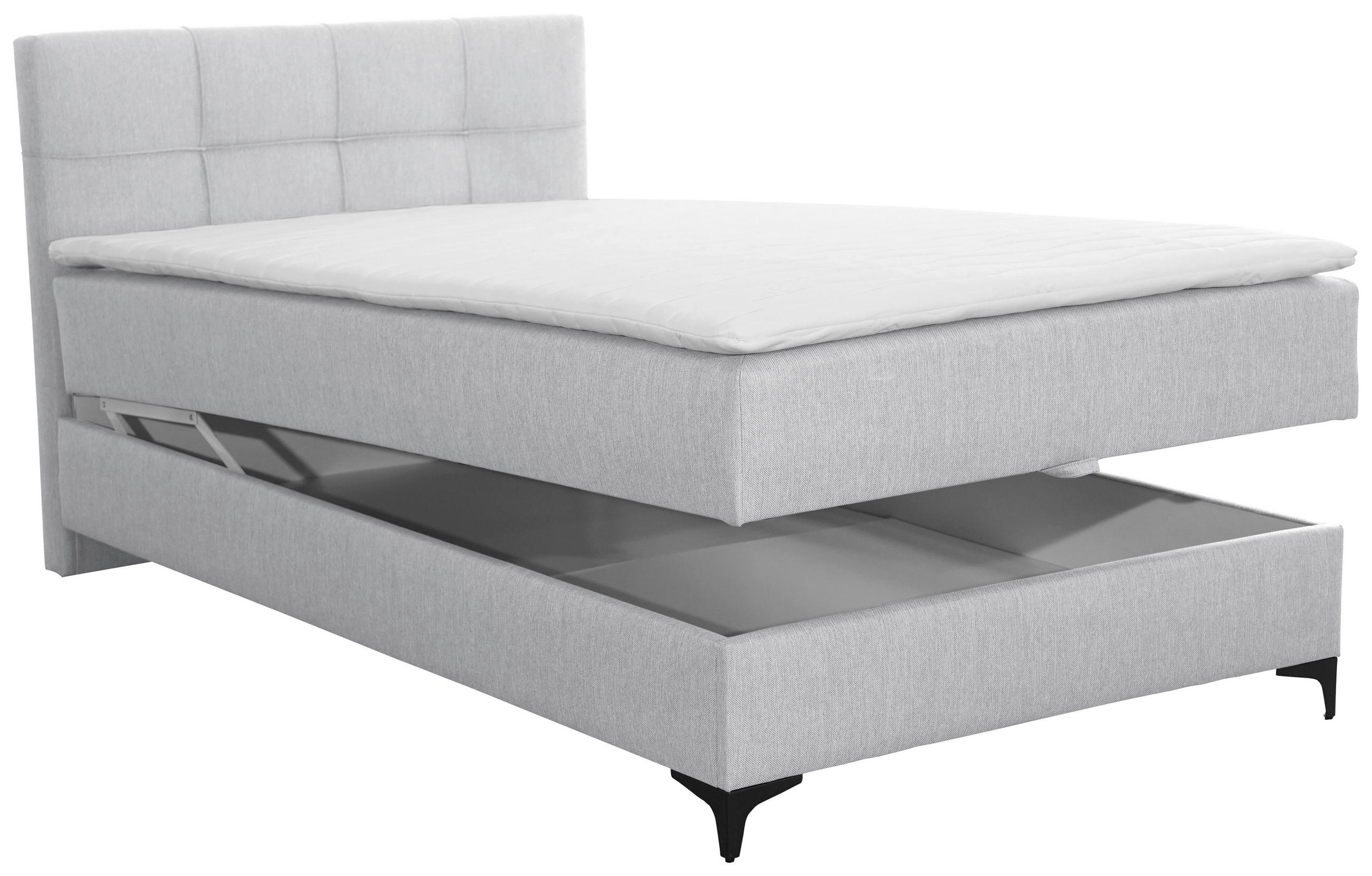 POLSTERBETT Bettkasten, Topper 100/200 cm  in Hellgrau  - Hellgrau/Schwarz, KONVENTIONELL, Textil/Metall (100/200cm) - MID.YOU