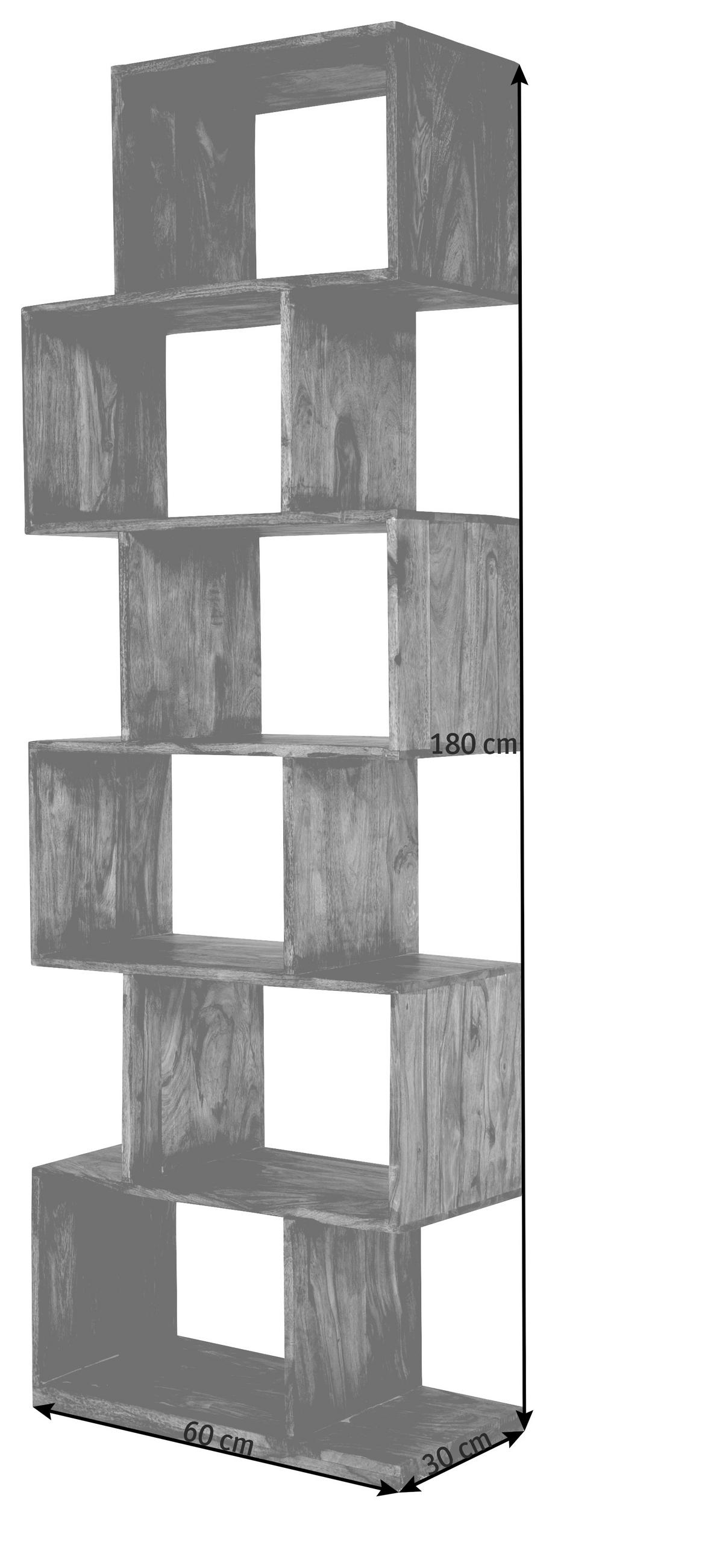 REGAL Sheesham massiv Sheeshamfarben  - Sheeshamfarben, Design, Holz (60/180/30cm) - Kare-Design