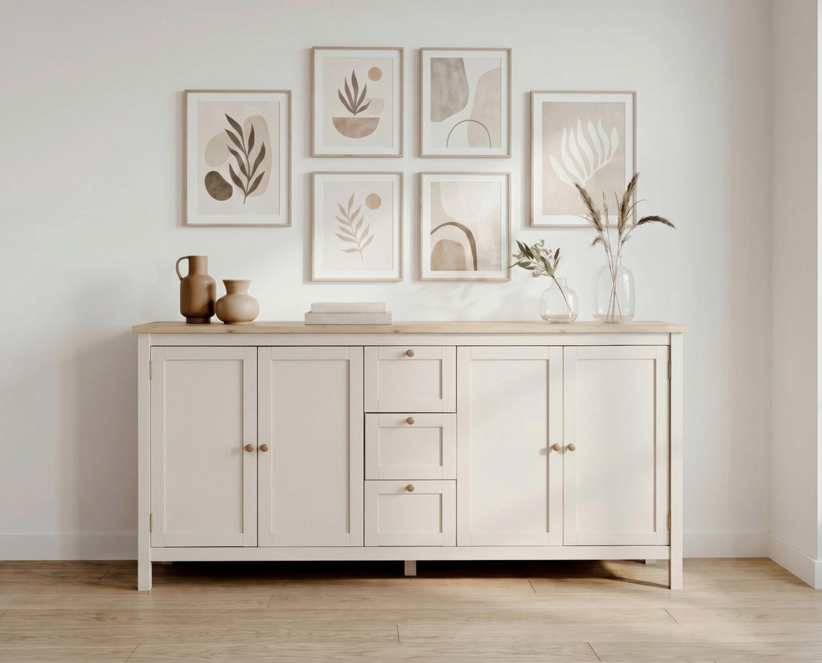SIDEBOARD  180/90/40 cm 3 Schublade(n)  - Kaschmir/Eiche Artisan, Konventionell, Holzwerkstoff/Metall (180/90/40cm) - MID.YOU