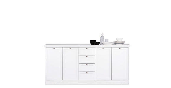 SIDEBOARD  200/90/40 cm 4 Schublade(n)  - Silberfarben/Weiß, LIFESTYLE, Holzwerkstoff/Metall (200/90/40cm) - Carryhome