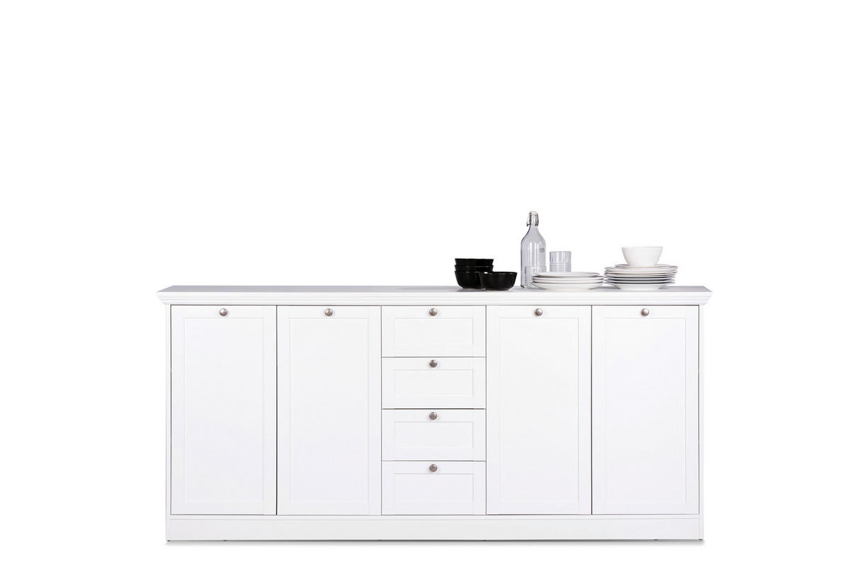 SIDEBOARD  in 200/90/40 cm  - Silberfarben/Weiß, LIFESTYLE, Holzwerkstoff/Metall (200/90/40cm) - Carryhome