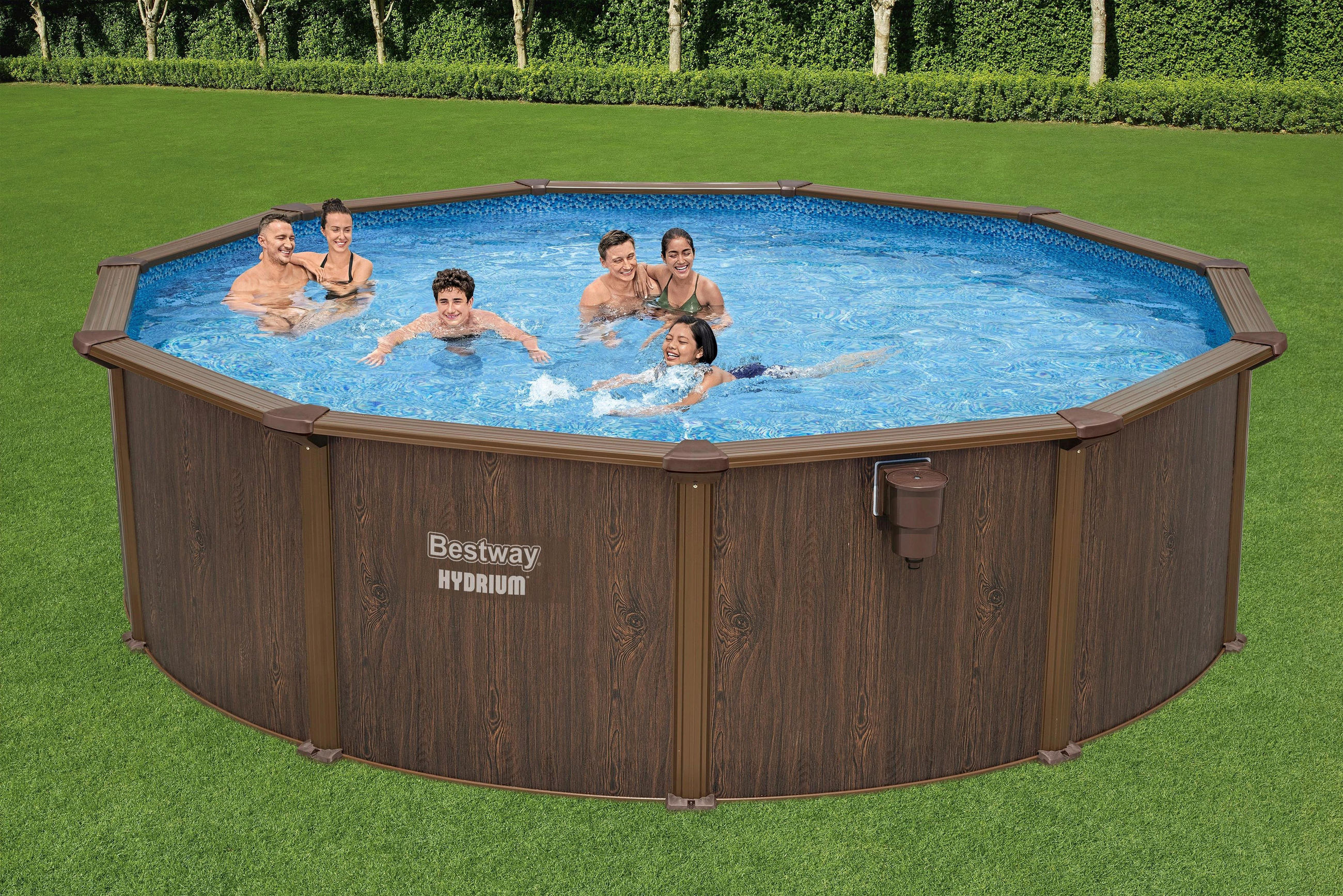 POOL SET 56384 488/132 cm  - Blau/Hellblau, KONVENTIONELL, Kunststoff/Metall (488/132cm) - Bestway
