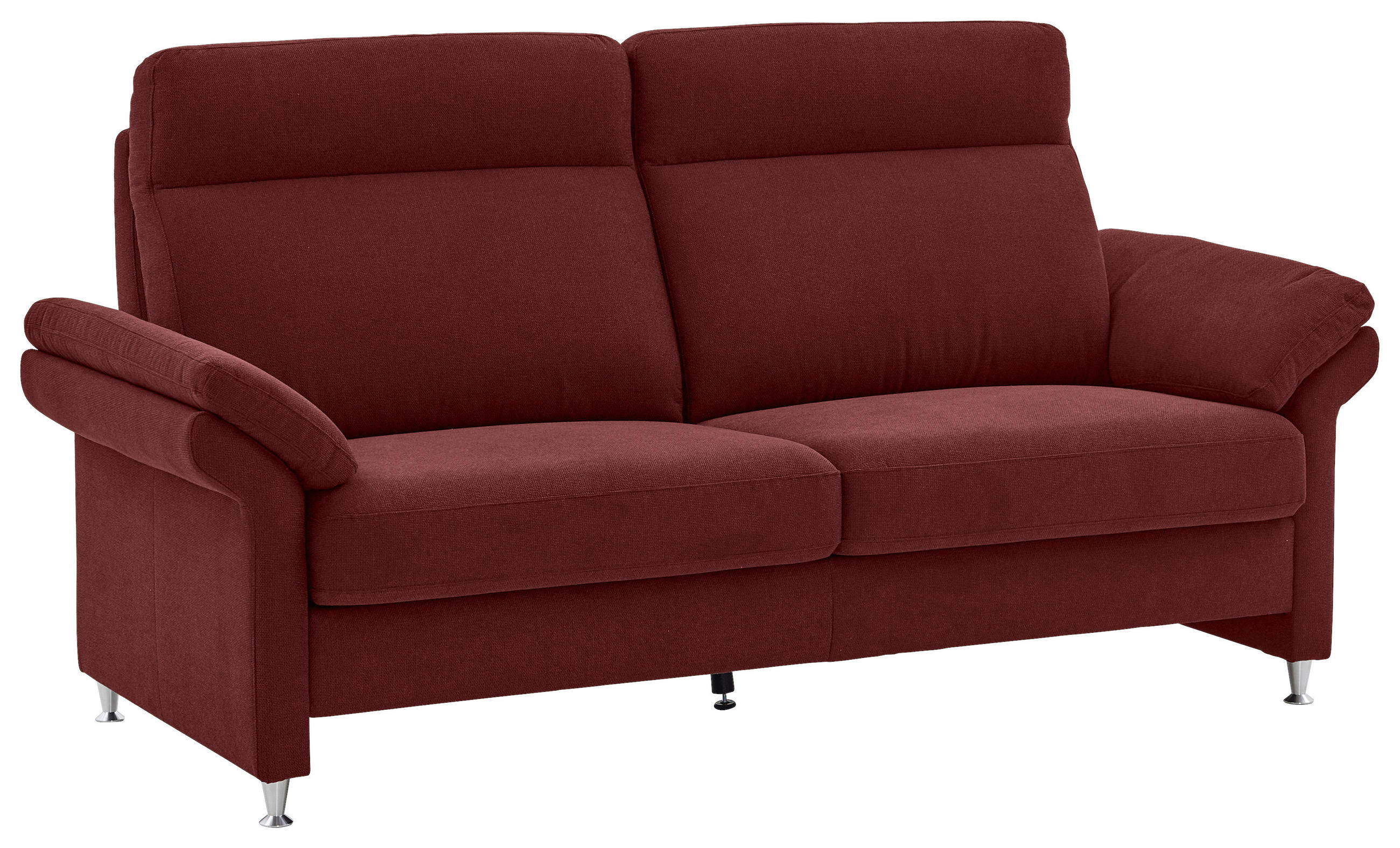 3-SITZER-SOFA Flachgewebe Bordeaux  - Bordeaux/Alufarben, MODERN, Textil/Metall (196/103/89cm) - Pure Home Comfort