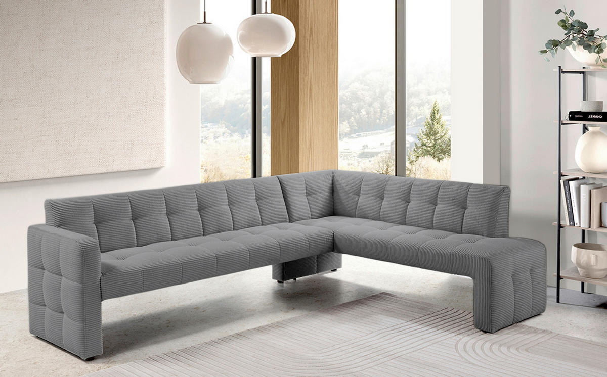 KLUPA KUTNA  svijetlo siva  drvo, tekstil, drvni materijal      - svijetlo siva/crna, Moderno, drvni materijal/drvo (265/197cm) - Livetastic
