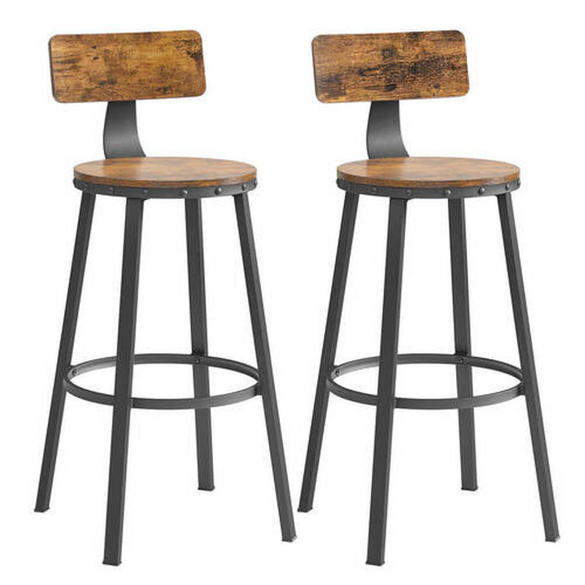 BARHOCKER-SET in Braun, Schwarz  - Schwarz/Braun, Natur, Holzwerkstoff/Metall (54/99/54cm) - Boxxx