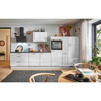 KÜCHENBLOCK PN 215 350 cm  in Graphitfarben, Hellgrau  - Edelstahlfarben/Hellgrau, Design, Holzwerkstoff/Metall (350cm) - Pino