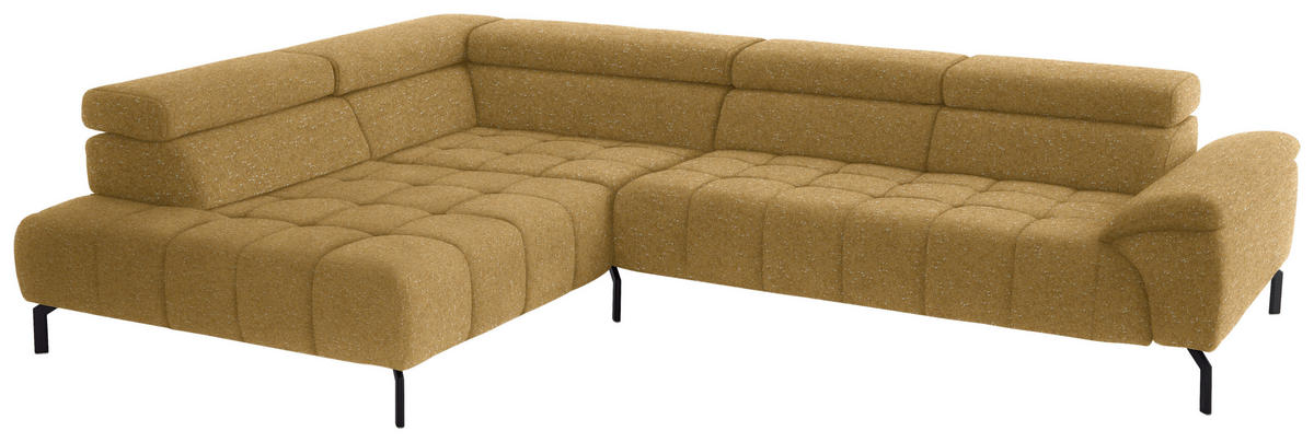 ECKSOFA in Chenille Currygelb  - Currygelb/Schwarz, Design, Textil/Metall (222/323cm) - Beldomo Style
