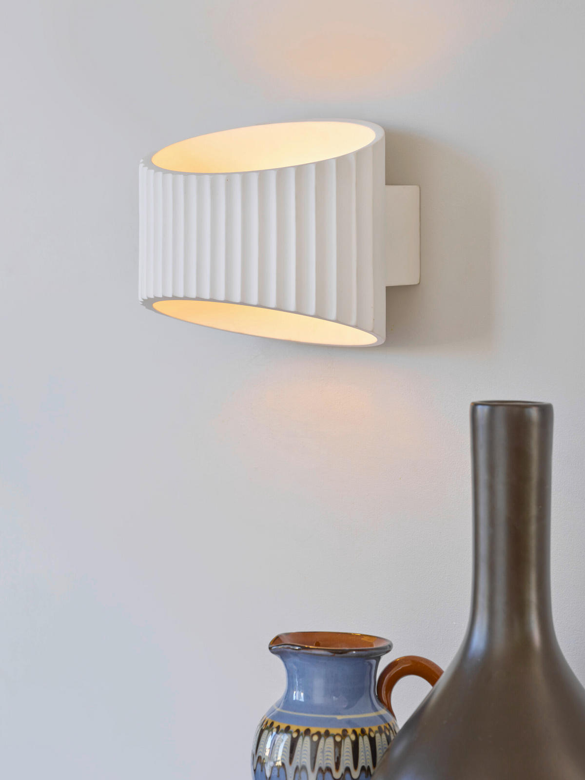 WANDLEUCHTE 25.5/14.3/18 cm   - Weiß, Basics, Stein (25.5/14.3/18cm) - Osram