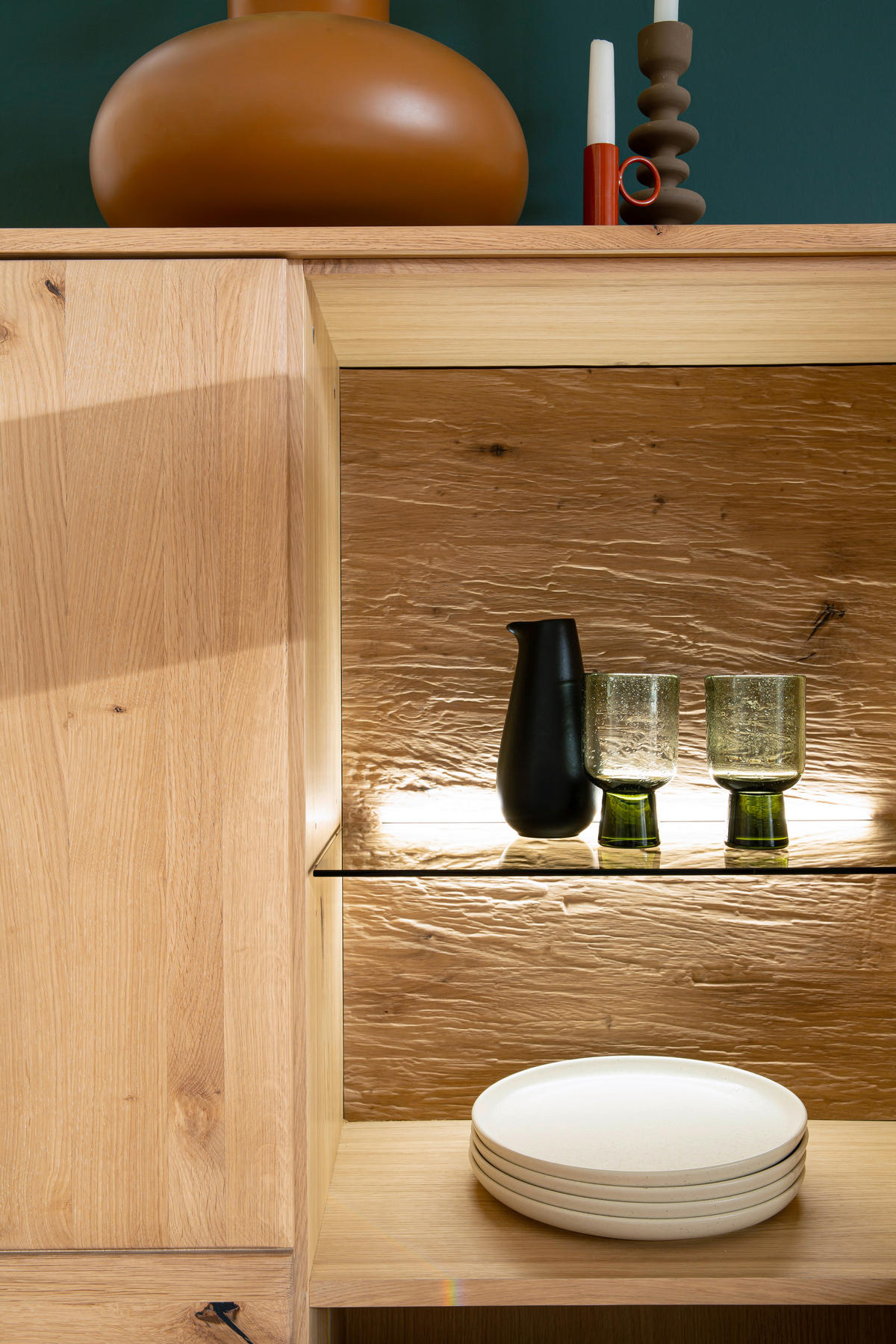 SIDEBOARD Eichefarben  179/90/44 cm  - Eichefarben/Anthrazit, Konventionell, Glas/Holz (179/90/44cm) - Cantus