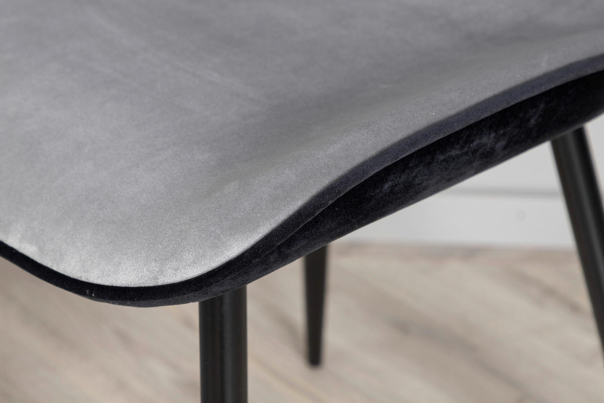 STOLSET 2 styck stål sammet  - ljusgrå/svart, Design, metall/textil (47/89/57cm) - Livetastic