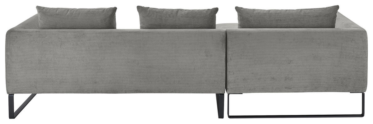 ECKSOFA in Cord Dunkelgrau  - Dunkelgrau/Schwarz, Konventionell, Textil/Metall (178/284cm) - Hom`in