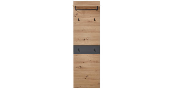 GARDEROBE 3-teilig in 181/190/38 cm - Graphitfarben/Eiche Artisan, Design, Glas/Holzwerkstoff (181/190/38cm) - Voleo