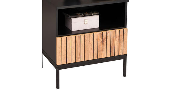 NACHTSCHRANK 51,6/56/38 cm  - Eiche Wotan/Schwarz, KONVENTIONELL, Holzwerkstoff (51,6/56/38cm) - Xora