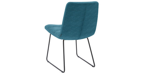 STUHL  in Cord Textil  - Petrol/Schwarz, Design, Textil/Metall (52/88/66cm) - Dieter Knoll