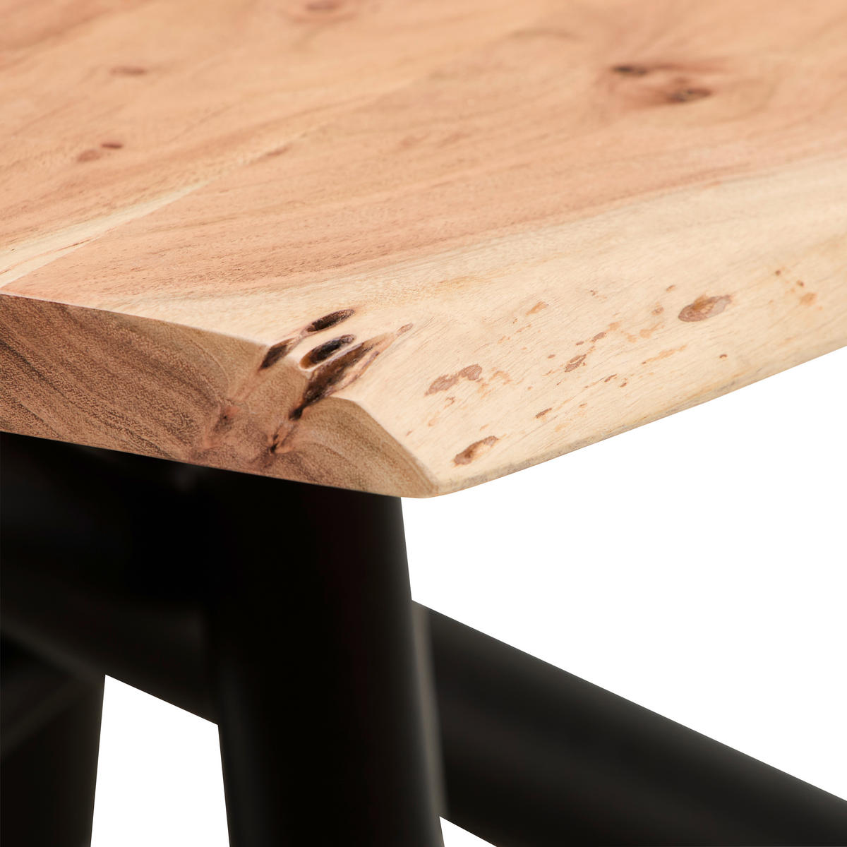 COUCHTISCH Akazie vollmassiv 115/70/45 cm rechteckig Schwarz, Akaziefarben  - Schwarz/Akaziefarben, LIFESTYLE, Holz/Metall (115/70/45cm) - Landscape
