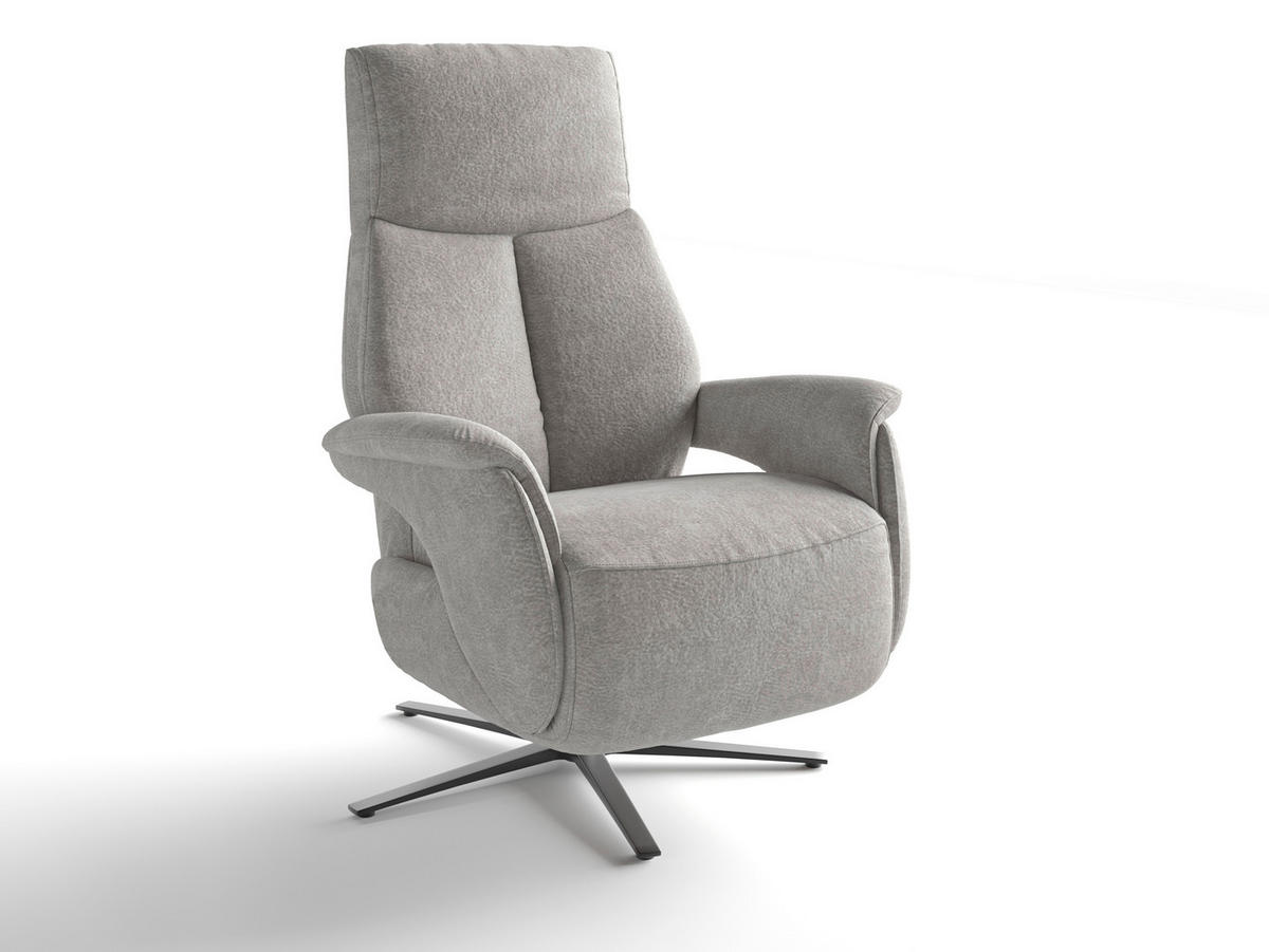 RELAXSESSEL TV LAZY E XS1 Mikrofaser Kopfteilverstellung, Rücken echt    - Schwarz/Grau, Basics, Textil/Metall (75/110/85cm) - Sit & More