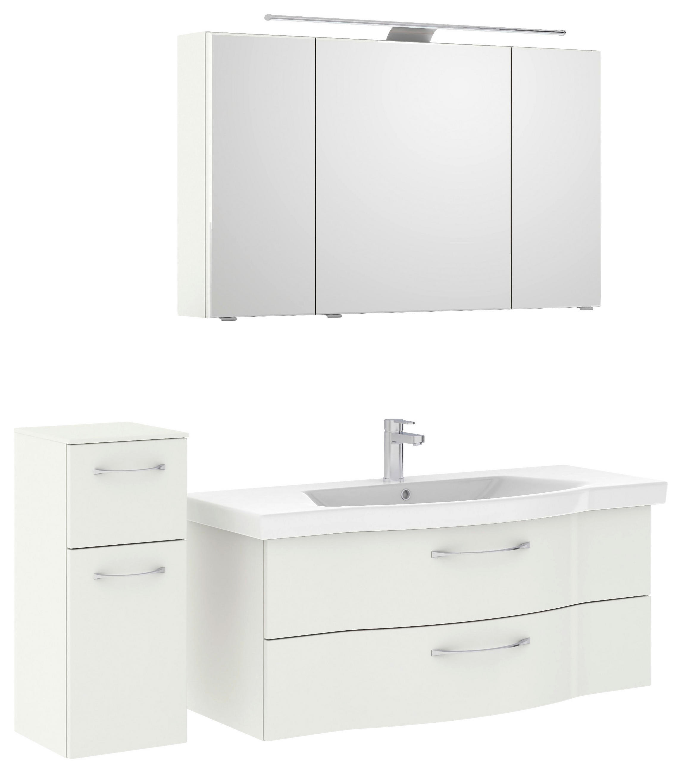 BADEZIMMER 4-teilig  in 152 cm  - Chromfarben/Weiß Hochglanz, KONVENTIONELL, Glas/Keramik (152cm) - Pelipal