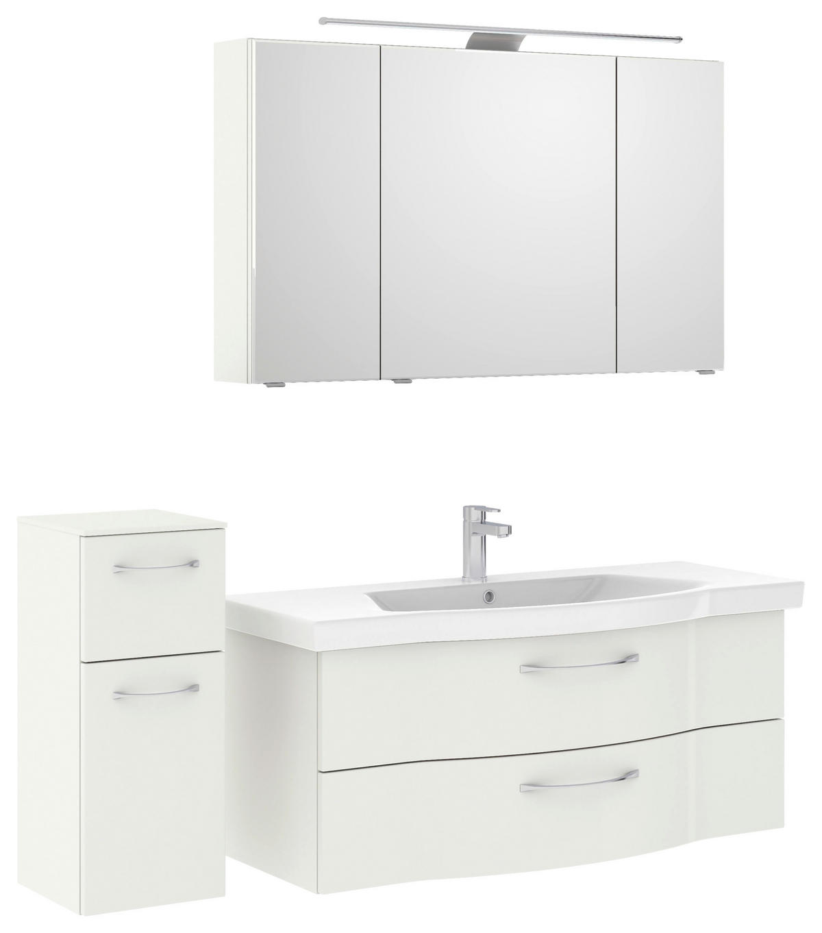 BADEZIMMER 4-teilig  in 152 cm  - Chromfarben/Weiß Hochglanz, KONVENTIONELL, Glas/Keramik (152cm) - Pelipal