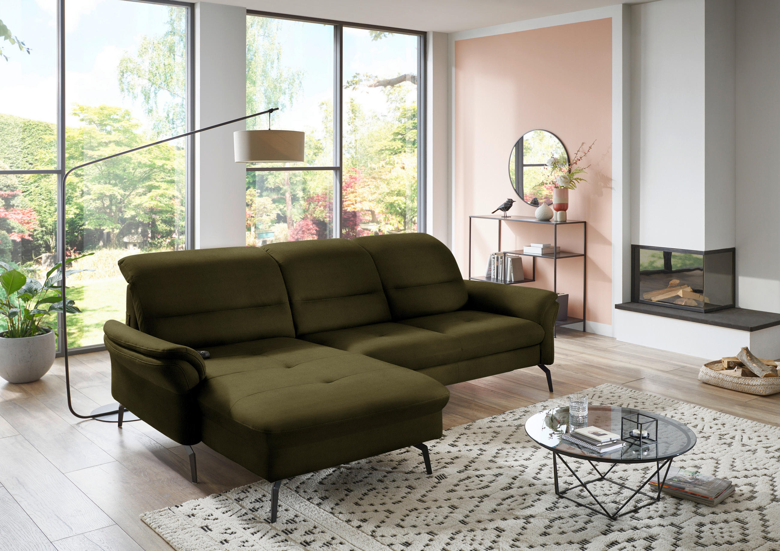 ECKSOFA in Flachgewebe Grün  - Schwarz/Grün, Konventionell, Textil/Metall (181/260cm) - Beldomo Speed