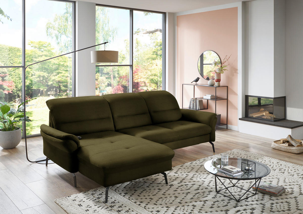 ECKSOFA in Flachgewebe Grün  - Schwarz/Grün, Konventionell, Textil/Metall (181/260cm) - Beldomo Speed