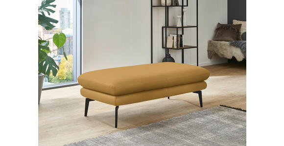 ECKSOFA in Echtleder Gelb  310/180 cm  - Gelb/Schwarz, Design, Leder/Metall (310/180cm) - Dieter Knoll