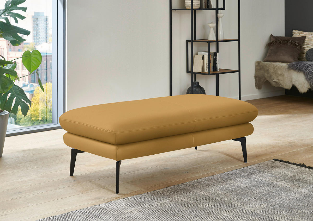 ECKSOFA in Echtleder Gelb  - Gelb/Schwarz, Design, Leder/Metall (310/180cm) - Dieter Knoll