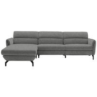 ECKSOFA in Chenille Grau  187/299 cm  - Schwarz/Grau, Design, Textil/Metall (187/299cm) - Schöner Wohnen