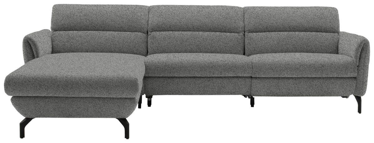 ECKSOFA in Chenille Grau  187/299 cm  - Schwarz/Grau, Design, Textil/Metall (187/299cm) - Schöner Wohnen