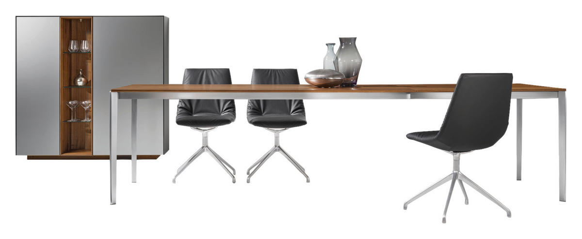 ESSTISCH in Holz, Metall 160(260)/100/75 cm  - Edelstahlfarben/Nussbaumfarben, Design, Holz/Metall (160(260)/100/75cm) - Team 7
