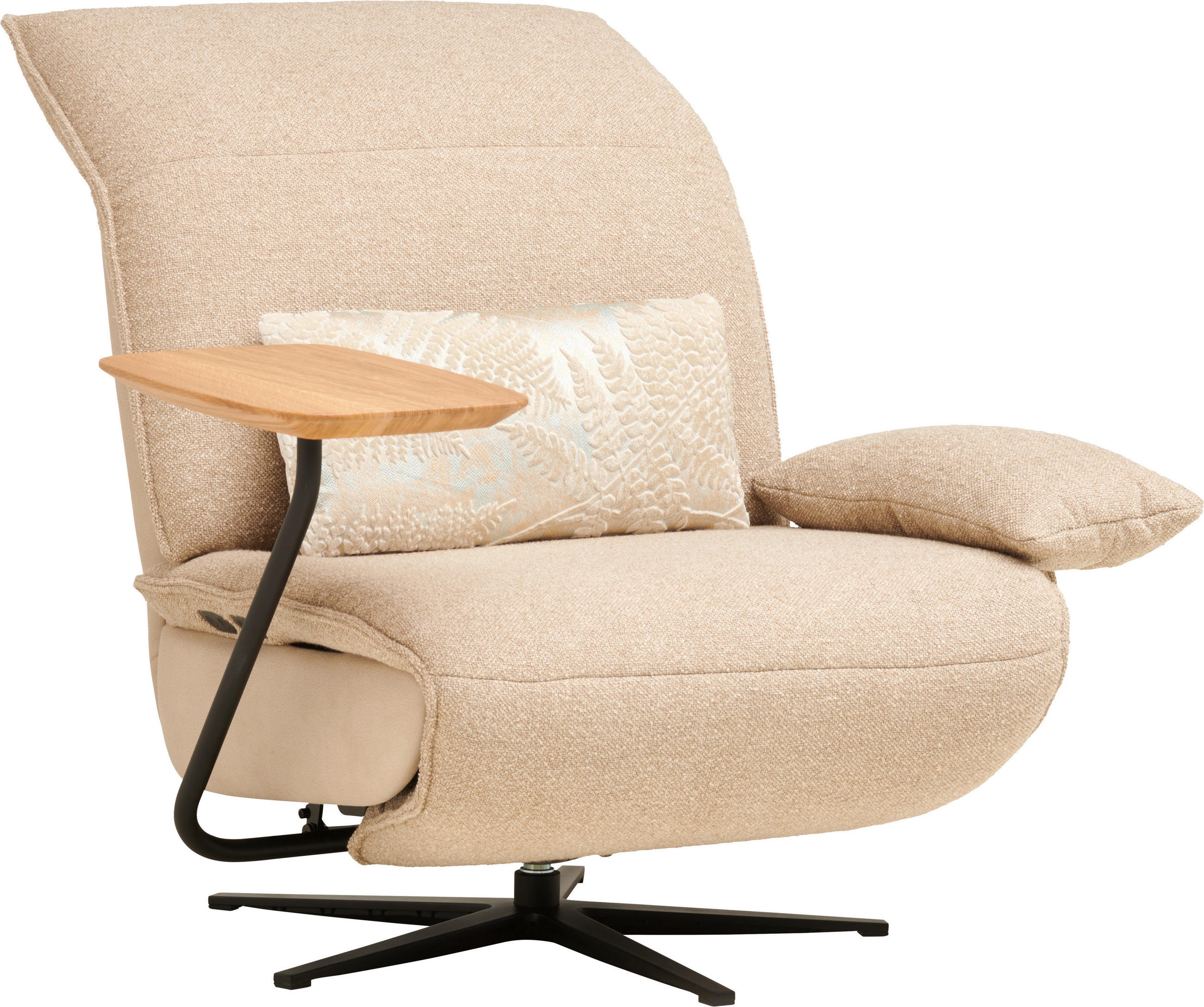 SESSEL Flachgewebe, Mikrofaser Beige  - Beige/Schwarz, Design, Textil/Metall (84/65/91cm) - Koinor