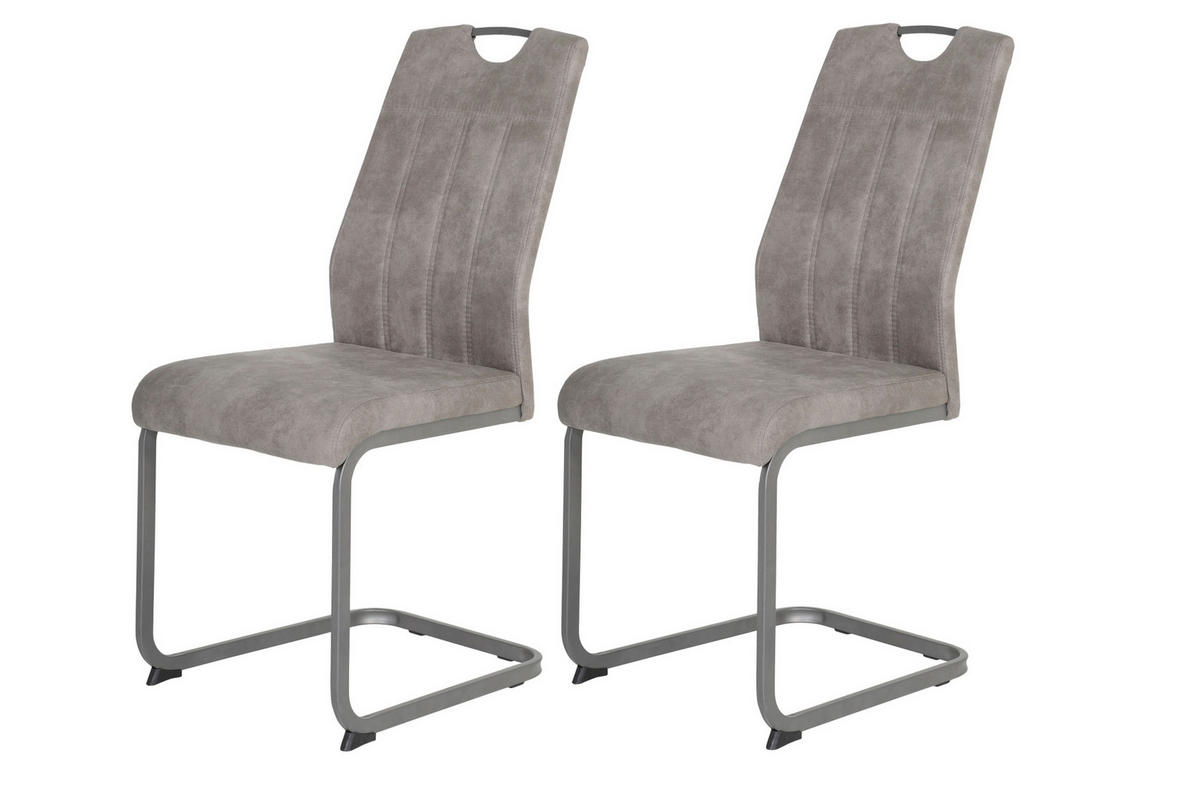 SCHWINGSTUHL-SET 2 Stück  in Stahl Mikrofaser  - Grau, MODERN, Textil/Metall (44/61/98cm) - MID.YOU