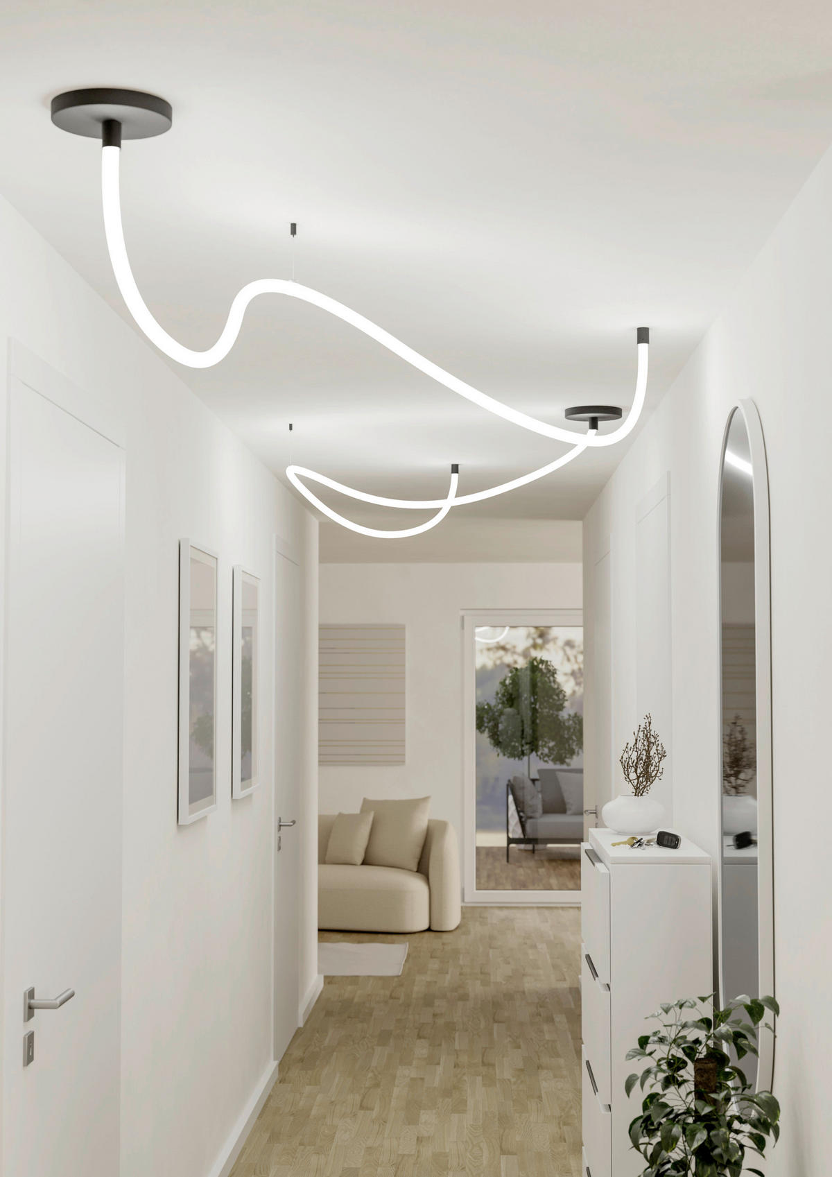 LICHTSCHLAUCH  - Schwarz/Weiß, Design, Kunststoff/Metall (2,2/300cm) - Eglo
