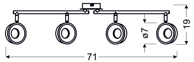 LED-DECKENLEUCHTE 71/10/19 cm   - Chromfarben, Design, Kunststoff/Metall (71/10/19cm)