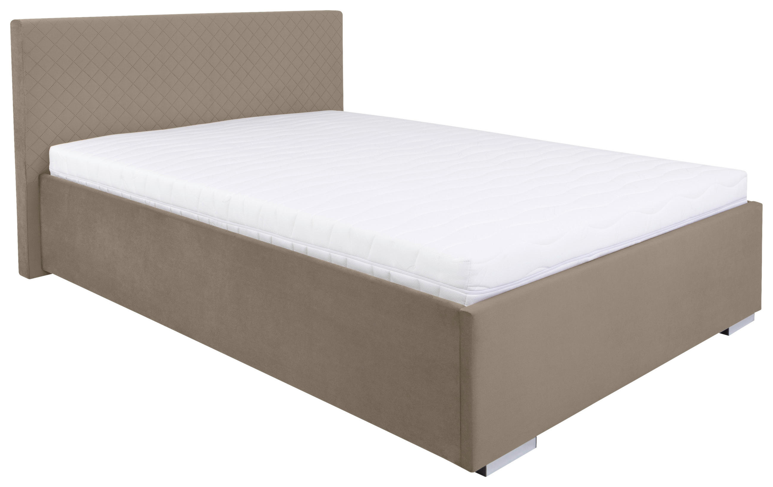 KÁRPITOZOTT ÁGY 160/200 cm  bézs  - bézs/króm, Modern, textil/fa (160/200cm) - MID.YOU