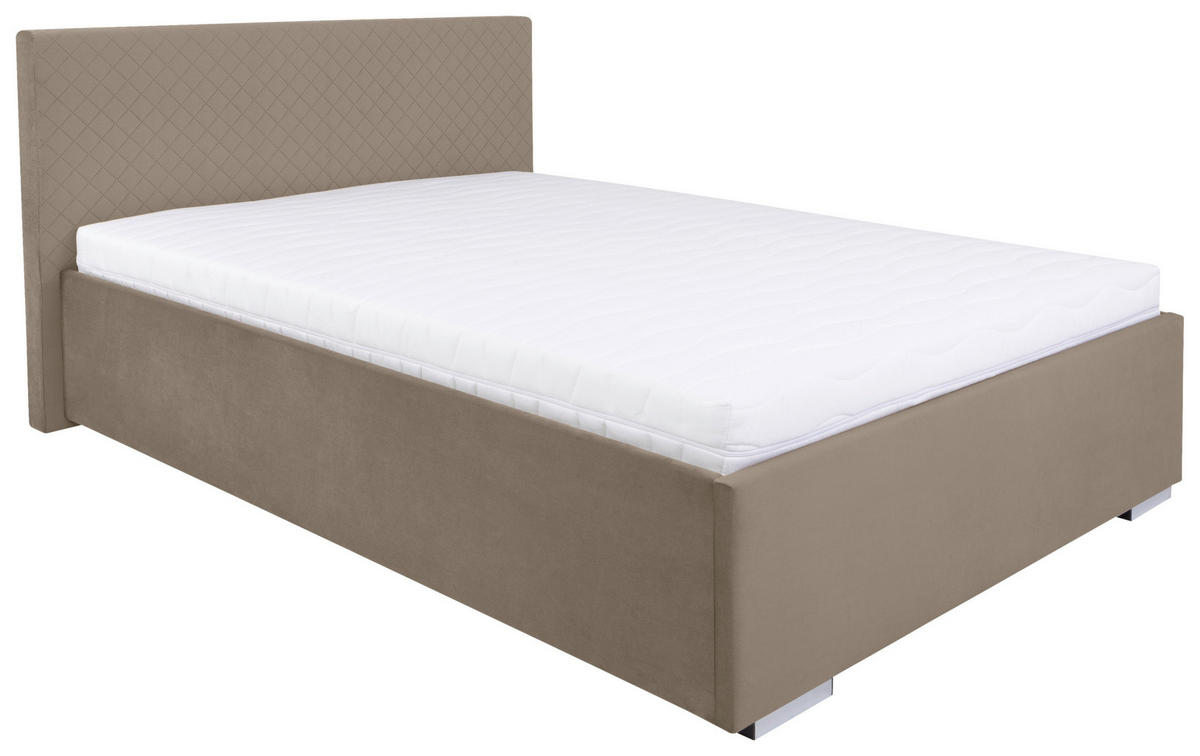 KÁRPITOZOTT ÁGY 160/200 cm  bézs  - bézs/króm, Modern, textil/fa (160/200cm) - MID.YOU